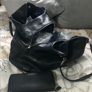 Coach Black Leather Handbag and Wallet
